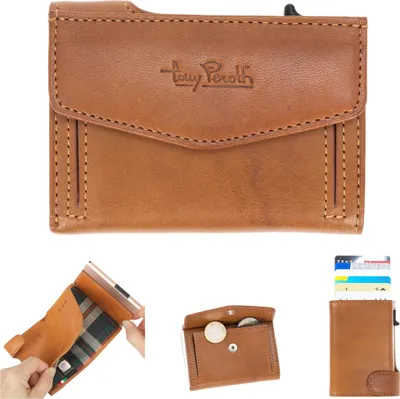 Produktbild von Geldbörse Börse Smart Wallet Leder Damen klein Furbo Tony Perotti Kreditkartenetui RFID Cardholder  VF-CC-3700-MI Hellbraun + bagboom Schlüsselbörse
