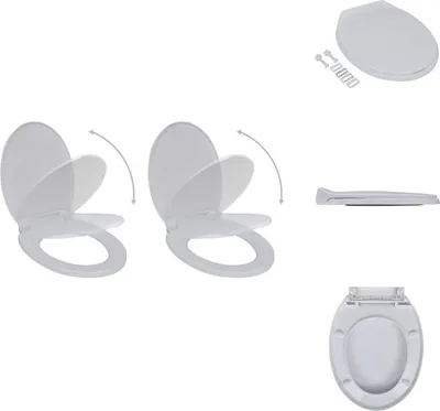 Produktbild von vidaXL Toilettensitze mit Absenkautomatik 2 Stk. Kunststoff Weiß -  Toilettensitze
