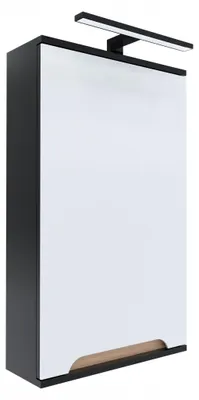 Zdjęcie produktu dla Szafka z lustrem czarna 45x16x75 czarny/dąb LED Omeble