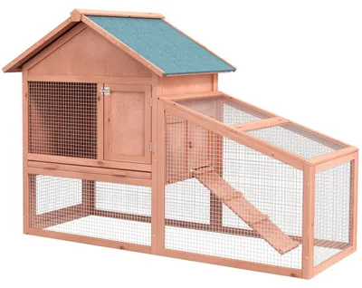 Obrázok produktu pre Stajňa pre malé zvieratá Klietka pre malé zvieratá 144 x 64,5 x 100 cm s asfaltovou strechou vonkajší výbeh poschodové jedľové drevo prírodné |