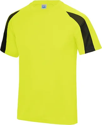 Obrázek produktu pro Just Cool JC003 | Contrast Cool Sportovní tričko + certifikovaný WRAP - Barva: Electric Yellow/Jet Black - Velikost: XXL