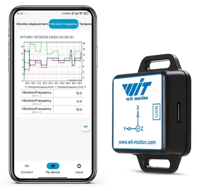 Productafbeelding van Trillingsmeter vibratiesensor - Trillingsensor - 3-assig - BLE 5.0 - Draadloos