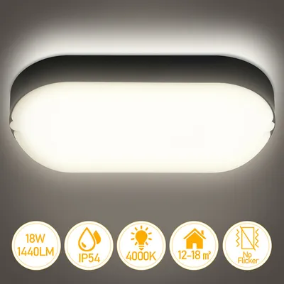 Obrázok produktu pre Bettizia LED svietidlo odolné voči vlhkosti 15W 2x vodotesné stropné svietidlá IP54 vodotesné svietidlo garážová pivnica