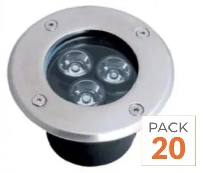 Produktbild von 20er-Pack – LED-Einbaustrahler für den Außenbereich, IP65, 220 V, Bodenmontage, 3 W, 80°, Kaltweiß 6000 K – 8000 K