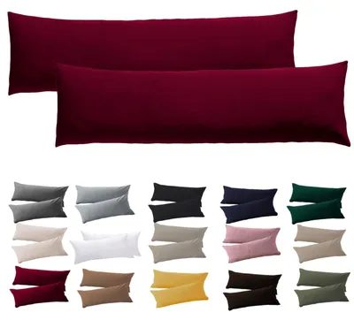 Produktbild von Kissenbezug für Seitenschläfer, 40 x 145 cm – 2er-Set rote Kissenbezüge mit Reißverschluss. 100 % Mikrofaser, strapazierfähig und hypoallergen.