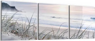 Produktbild von DEQORI Glasbild Echtglas 3x50x50 cm 'Dünengras Dämmerung' Wandbilder XXL groß