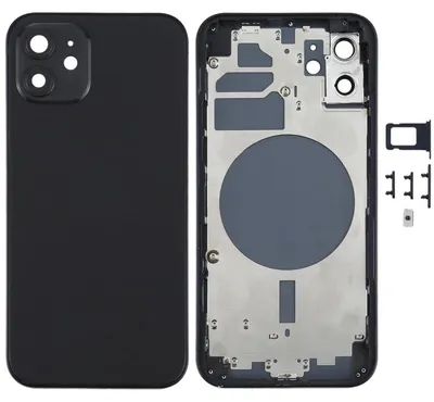 Immagine prodotto di Cover posteriore completa in vetro per iPhone 12 con cornice - Nero