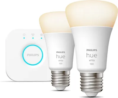 Immagine prodotto di Philips Hue Smart Bulbs Starter Kit Smart Bulb White 9.5 Watt E27 x2 + Philips Hue Bridge