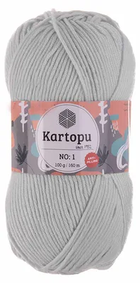100g Strickwolle Kartopu NO 1 hellgrau