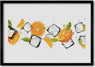 Produktbild von Bild - Bilder - Bilderrahmen - 70 cm x 50 cm - MDF-Rahmen, Wandkunst Orangen mit Eis