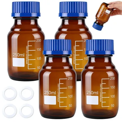 Produktbild von Set mit 4 braunen Glasreagenzgläsern, je 250 ml