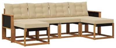 Produktbild von vidaXL Outdoor-Sofagarnitur mit Kissen 6 pcs Natur und Beige