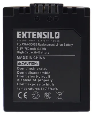 Produktbild von EXTENSILO Akku Ersatz für Panasonic CGA-S006, CGR-S006E, DMW-BMA7, CGA-S006E, CGR-S006 für Kamera (750 mAh, 7,2 V, Li-Ion)