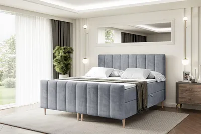 Produktbild von ALTDECOR Boxspringbett mit Holz Füßen, Matratze und Lattenrost, Topper, Fußteil, Polsterbett mit Bettkasten, Bett mit Stauraum H4-Matratze, Doppelbett - OTTA-FD-Z - 140x200 - Grau Casablanca