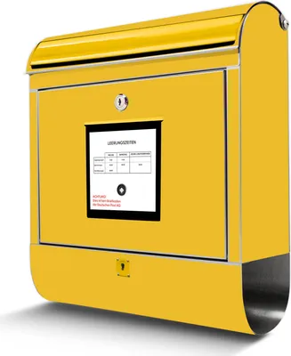 Produktbild von Edelstahl Briefkasten mit Zeitungsfach Briefkasten Gelb großer Design Postkasten rostfrei, A4 Einwurf [BKGE2 10051]