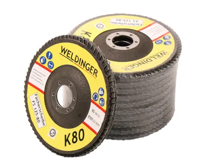 Produktbild von WELDINGER Fächerscheibe 125 x 22,23 K80  Schleifmopteller Lamellenscheibe 10 Stück