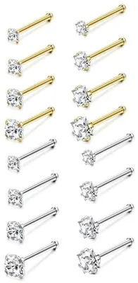 Produktbild von XFSRG 8 Paare Nasenpiercing Stecker Gerade Zirkonia Helix Piercing Knorpel Ohrpi