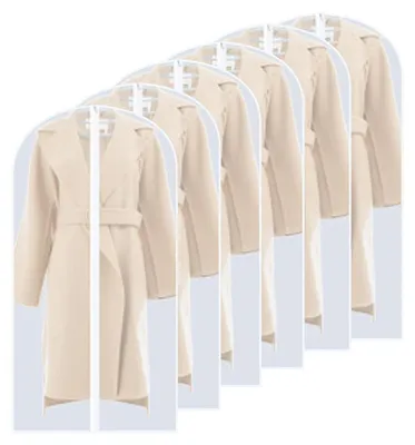 Image de Ensemble de 6 housses de vêtements transparentes 60 x 140 cm