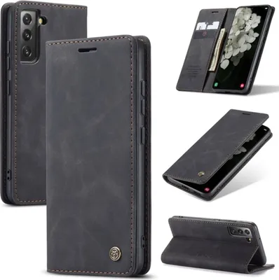 Produktbild von König Design Hülle kompatibel mit Samsung Galaxy S22 Plus 5G Kunstleder Handyhülle - Handy Case Schwarz