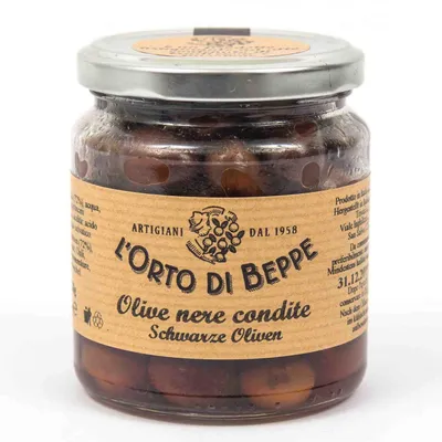 Zdjęcie produktu dla Czarne oliwki, 314 ml - L'Orto di Beppe