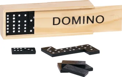 Produktbild von goki 15449 Dominospiel im Holzkasten, schwarz, 28-teilig (1 Set)