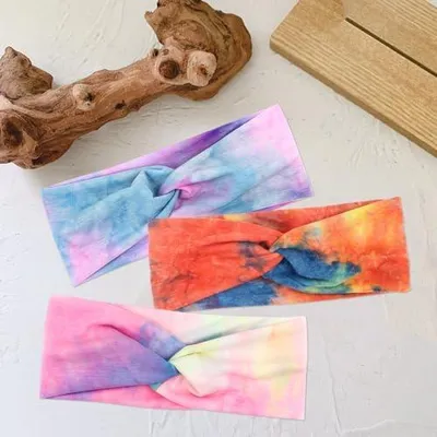 Produktbild von Damen-Haarbänder, 3 Stück, breit, elastisch und weich, mehrfarbige dünne Stirnbänder mit Boho-Muster für Sommer, Yoga und Sport