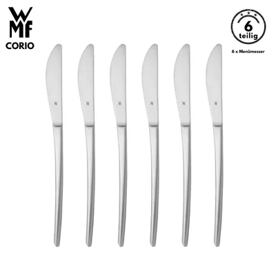Produktbild von WMF Corio Menümesser , 6-teilig, Cromargan® Edelstahl, geschmiedete Klinge, spülmaschinenfest, Tafelmesser, Messerset, Messer, Besteck set