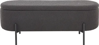 Produktbild von SalesFever Bettbank mit Stauraumfunktion | aufklappbar | Bezug Bouclé Stoff | Metallgestell | B 110 x T 40 x H 44 cm | anthrazit – schwarz