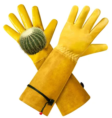 Immagine prodotto di Guanti da giardinaggio in pelle per donna e uomo, con protezione per l'avambraccio