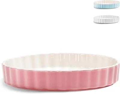 Productafbeelding van Keramische Taartvorm - Quiche Vorm - Taarten Bakken - Hoge Rand - 28 cm - Roze