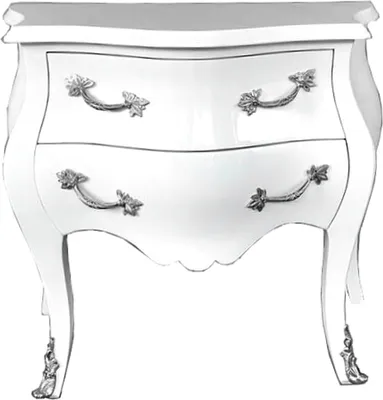Produktbild von Casa Padrino Barock Kommode 80 cm Weiß / Silber - Möbel Barockmöbel