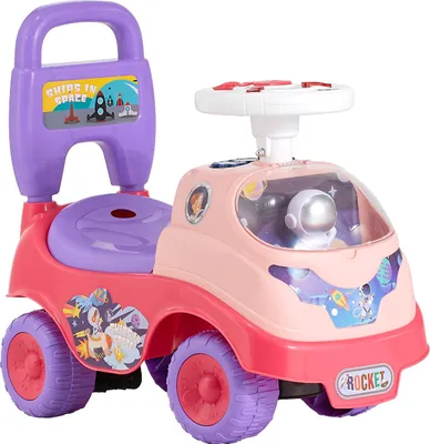 Immagine prodotto di SucceBuy auto cavalcabile per bambini, auto cavalcabile con clacson e musica, capacità di carico fino a 22 kg, spazio di archiviazione sotto il sedile, girello per bambini da 19 a 36 mesi, rosa