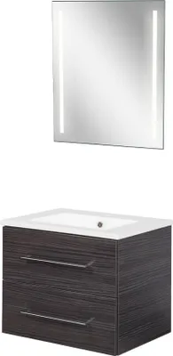 Produktbild von Fackelmann B. Perfekt Badmöbel Set 3-teilig, 60 cm, Anthrazit, LED-Spiegel