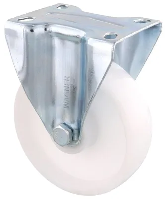 Produktbild von WAGNER Bockrolle/Möbelrolle Ø 125 mm, Transportrolle mit Rollenlager, Stahl verzinkt, weiß, Tragkraft 100 kg - 04332501