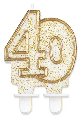 Produktbild von GoDan Kerze Zahl 40 Gold Geburtstag Tortendekoration