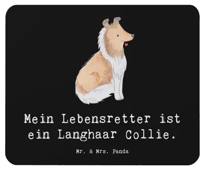 Produktbild von Mr. & Mrs. Panda Mousepad Langhaar Collie Lebensretter - Schwarz - Geschenk, Britischer Hütehund, mauspad laptop, Mouse Pad, pc
