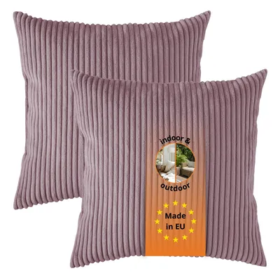 Productafbeelding van Set van 2 Kord-bankkussens, 40 x 40 cm, sierkussens, hoofdkussens, roze, sleepling