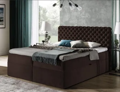 Obrázok produktu pre Čalúnená posteľ 180x200 CLARITA - hnedá + topper ZDARMA