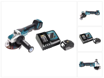 Image de Makita DGA 519 RF1 Meuleuse d'angle sans fil 18 V 125 mm Brushless X-Lock + 1x batterie 3,0 Ah + chargeur