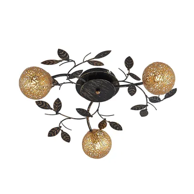 Produktbild von Lucande Deckenlampe Evory, Ø 53 cm, 3-flg., schwarz/gold, G9
