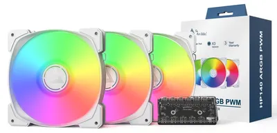Image de Montech hp140 pwm argb ventilateur 3er pack - 140mm blanc