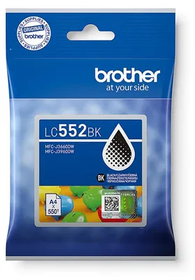 Produktbild von Brother LC552BK, High (L) Yield, Schwarz, Tinte auf Pigmentbasis, 1 Stück(e), 550 Seiten, Einzelpackung