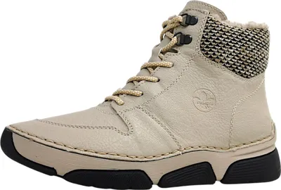 Image de Chaussures de randonnée pour femmes Rieker, bottines à lacets, couleur beige, style décontracté
