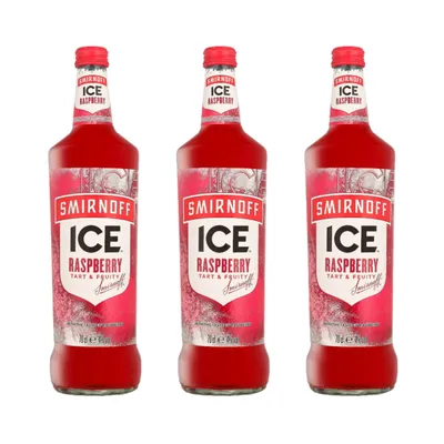 Produktbild von Smirnoff Ice Raspberry Wodka 3er Alkohol Set 700ml – Wodka mit Himbeergeschmack & 4% Vol. Fruchtig-weich, ideal für Cocktails, Longdrinks, Alcohol