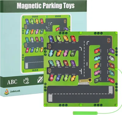 Produktbild von Spielzeug Holztafel Parkplatz zum Lernen von Buchstaben mit magnetischen Autos