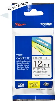 Produktbild von Brother TZe-231 Laminiertes Schriftband für P-Touch (12 mm, schwarz auf weiß)