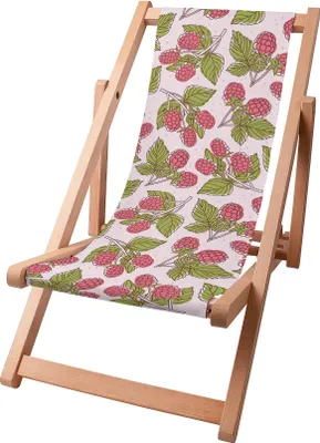 Image de Dreamroots Chaise longue enfant pliable bois, jusqu'à 130 kg, Chaise longue pliable avec dossier inclinable en 3 positions, Raspberries