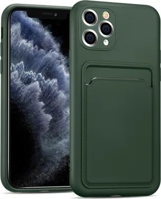 Produktbild von Conie Schutzhülle für iPhone 11 Pro mit Kartenfach Tasche Case Cover Bumper Silikon Hülle in Grün
