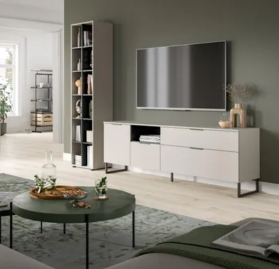 Produktbild von Wohnwand >Noida< in kaschmir - 245x192x41cm (BxHxT)