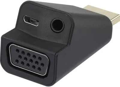 Produktbild von Renkforce RF-4149768 HDMI / VGA Adapter [1x HDMI-Stecker - 1x VGA-Buchse, Klinkenbuchse 3.5 mm] Schwarz